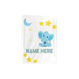Personalized Blue Elephant Baby Blanket
