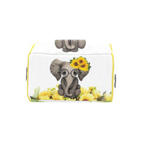 Personalized Yellow Sunflower with Cute Elephant Multi-Function Diaper Backpack/Diaper Bag