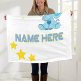 Personalized Blue Elephant Baby Blanket