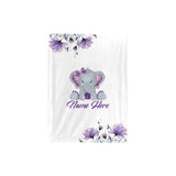 Personalized Purple Elephant Baby Blanket