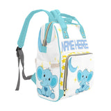 Personalized Blue Elephant Multi-Function Diaper Backpack