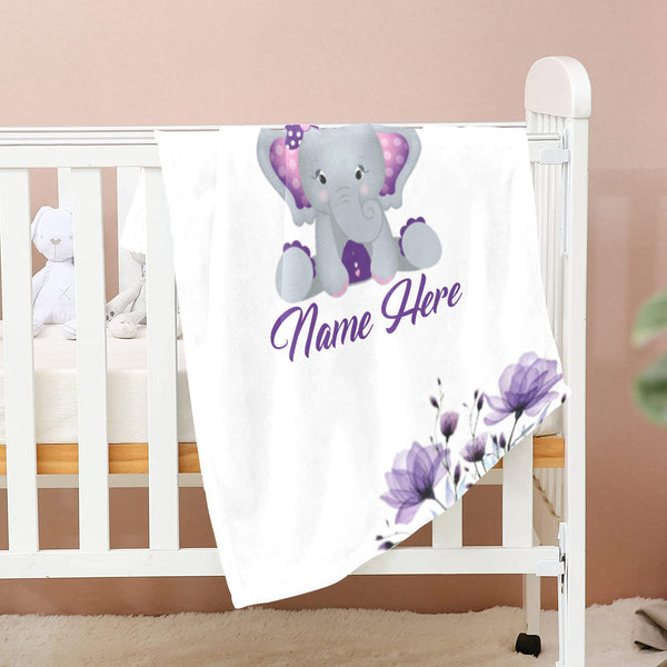 Personalized Purple Elephant Baby Blanket