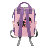 Pink Amazing Black Girl Multi-Function Diaper Backpack/Diaper Bag