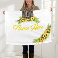 Personalized Sunflower with Cute Elephant Baby Blanket