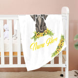 Personalized Sunflower with Cute Elephant Baby Blanket