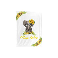 Personalized Sunflower with Cute Elephant Baby Blanket