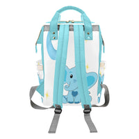 Personalized Blue Elephant Multi-Function Diaper Backpack