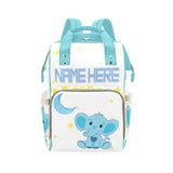 Personalized Blue Elephant Multi-Function Diaper Backpack