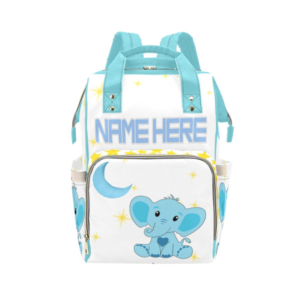 Personalized Blue Elephant Multi Function Diaper Backpack Crafty Quita s Tee and Things LLC