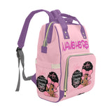 Pink Amazing Black Girl Multi-Function Diaper Backpack/Diaper Bag