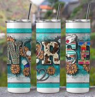 20oz Turquoise Western NurseTumbler