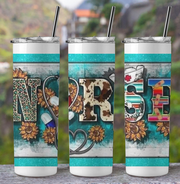 20oz Turquoise Western NurseTumbler